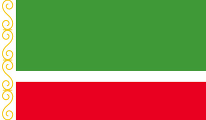 High detailed flag of Chechen Republic. National Chechen Republic flag. 3D illustration.