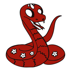 Hand drawn red snake illustration, a symbol of Chinese New Year, suitable for banners, social media posts, business, stories, promotions and more.
