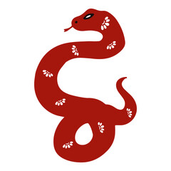 Hand drawn red snake illustration, a symbol of Chinese New Year, suitable for banners, social media posts, business, stories, promotions and more.