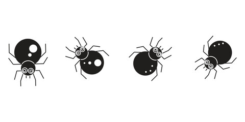 Halloween Spider icon, black and white ,vector illustration.