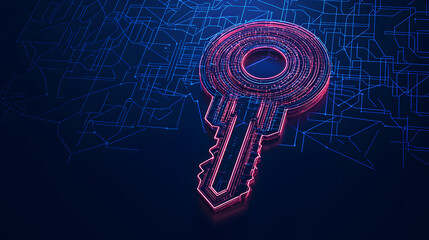 Futuristic Sleek Key Design in Dark Blue Background