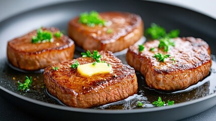 Sizzling steak cooking kitchen food photography culinary experience close-up flavorful dishes