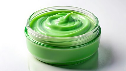 Lush Green Cosmetic Cream, Revitalizing Balm,  White Background,  Luxury Skincare Texture