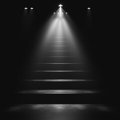 Obraz premium Black and white fashion runway with spotlight lighting