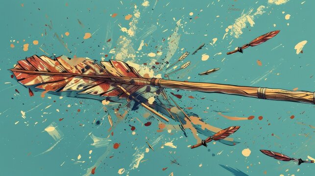 Stylized Illustration of a Broken Arrow with Splint on Background