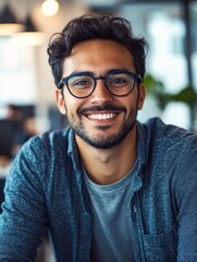 Man with glasses at table