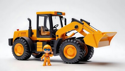 Yellow Wheel Loader Excavator Toy with Construction Worker Figure