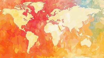 A world map with color-coded temperature increases over the years, illustrating the global rise in temperatures