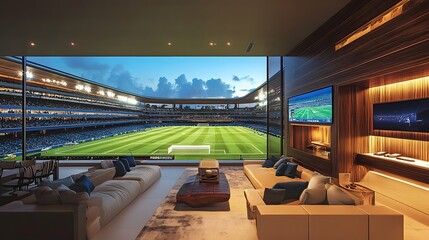 Lavish VIP Soccer Stadium Suite with Panoramic Field Views and Upscale Amenities