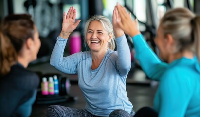 Fitness gathering women exercising together in a gym inspiring community and joyful connections