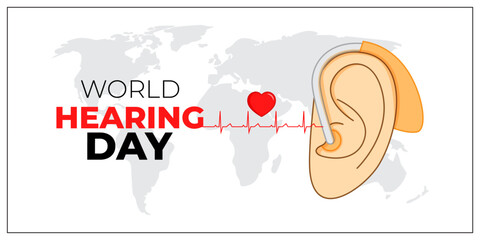 Vector illustration of World Hearing Day social media template