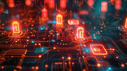 Glowing Abstract Background Illustration with Futuristic Circuit Design