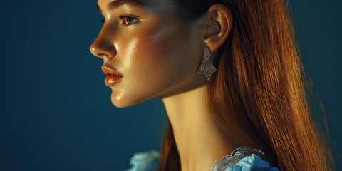 Woman with long hair close-up