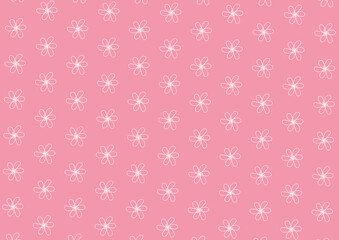 Delicate seamless pattern of white outline flowers on a soft pink background, ideal for feminine, romantic, or decorative designs.