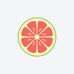 Three cartoon slices of citrus fruit vector illustration, fresh pomelo, flat style vector