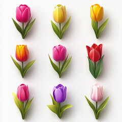 Obraz premium チューリップ, 花, とぶ, チューリップ, 花束, ピンク, 自然, 花, フローラル, 全盛期, 美しさ, 植える, 紫, 咲く, 葉, 植物, まとまる, 庭, ベクター, 愛, イースター, 贈り物, 日, デコレーション