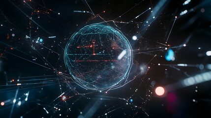 Obraz premium Futuristic Earth-centered network with glowing crypto nodes and IoT connections, symbolizing global digital connectivity