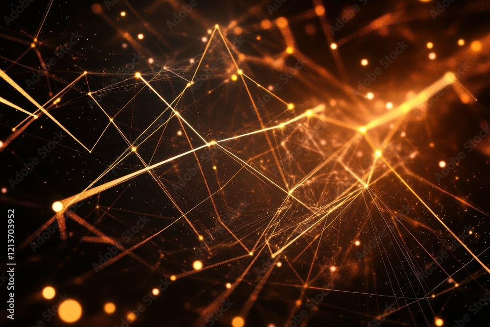 Poster vibrant abstract lines and dots create a dynamic pattern of light and energy on a dark background