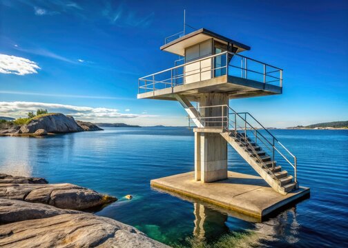 Stavern Norway Diving Tower Summer - Architectural Photography, Coastal Scenery, Vestfold