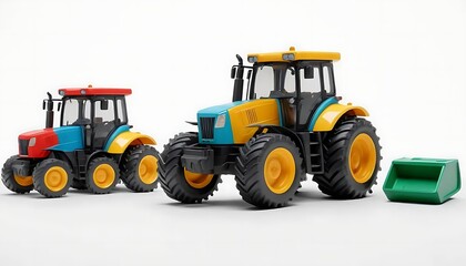Obraz premium Colorful Toy Tractors Farm Vehicles Set Playtime Fun