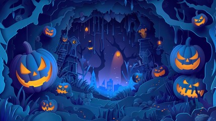 Festive Abstract Illustration of a Spooky Halloween Background