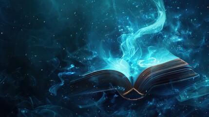 Enchanting Abstract Floating Book Illustration in Cosmic Background