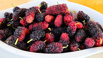 mulberry is red and black in bowl
