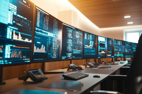 A worldwide operations center where teams are tracking global market performance. The room is filled, Generative AI
