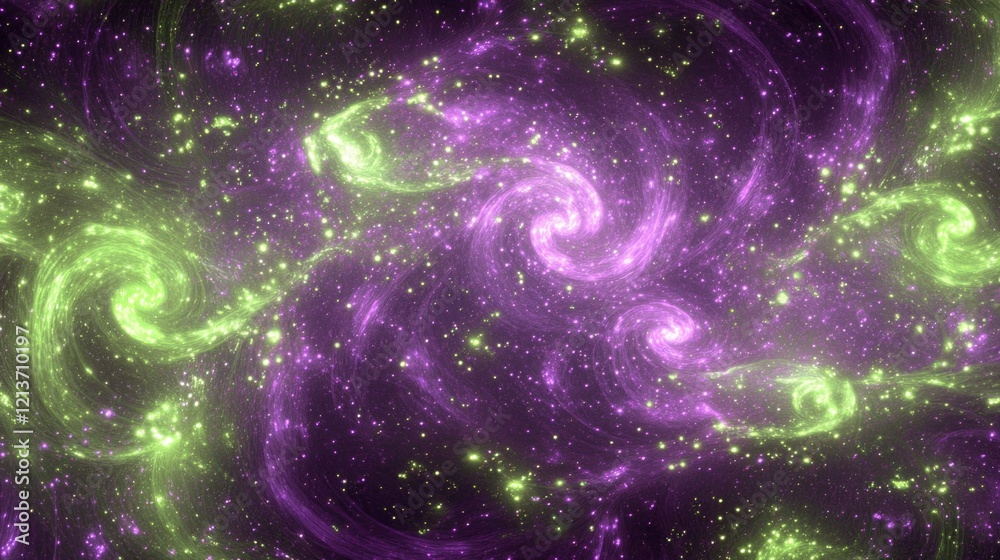 Wall mural purple and green spiral galaxy