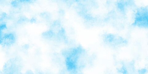 Abstract blue color clouds background, Vibrant clear blue sky with puffy and blurry natural clear clouds, watercolor background concept abstract cloudy sky, cloudy and grunge blue watercolor.