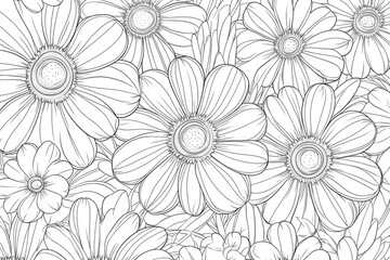 Floral Line Art: Daisies Bloom Beautifully