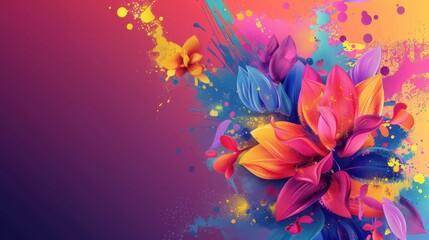 Vibrant Abstract Illustration of Joyous Holi Festival Background