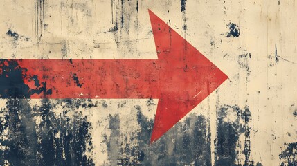 Red arrow painted on a weathered wall