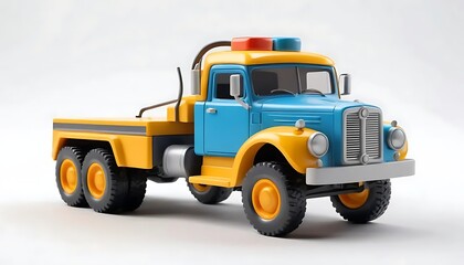 Fototapeta premium Vintage Toy Truck 3d Render Blue Yellow