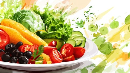 An inviting scene of a vegetarian lunch, featuring a variety of vegetables, grains