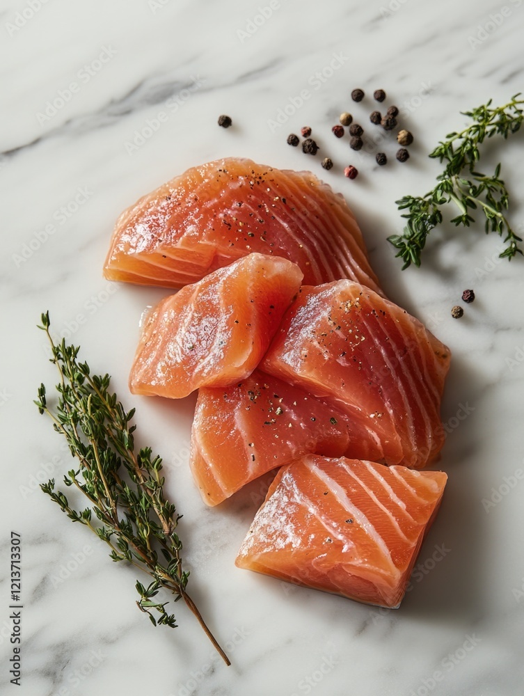 Poster Raw Salmon on Counter