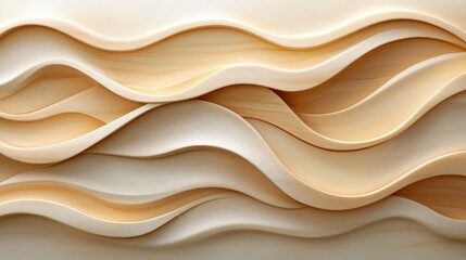 Obraz premium intricately layered wooden waves, undulating gracefully in a soothing beige color scheme