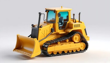 Obraz premium Yellow Bulldozer 3d Render Powerful Construction Machine