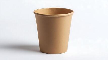 Eco-friendly paper cup centered on a white surface ideal for sustainable product showcases