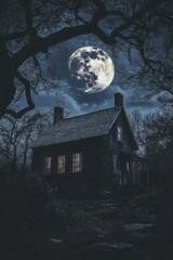 House under full moon