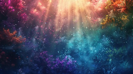 Naklejka premium Mystical Abstract Background Illustration with Colorful Underwater Lights