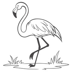 Simple flamingo clipart with white background.