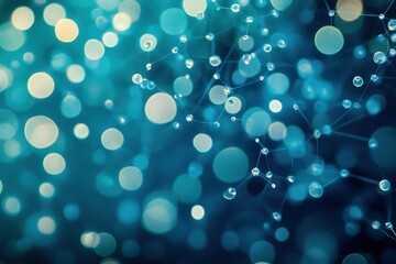 Abstract representation of connected nodes and glowing particles in blue tones