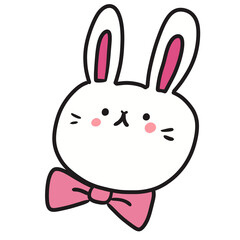 Bunny with pink bow tie outline.