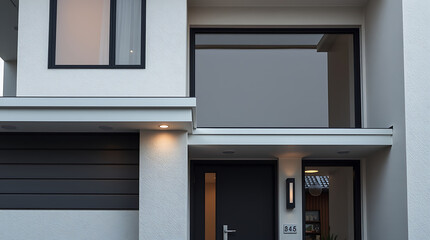 Modern House Exterior: Contemporary Home Design and Architecture.  Luxury Real Estate Property with Minimalist Facade and Stylish Entrance.