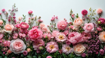 Pink floral arrangement, studio background, wedding invitation design