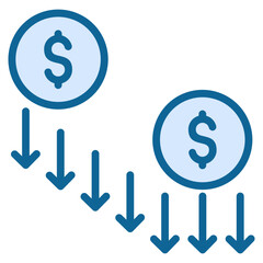 Falling Dollar Sign Icon