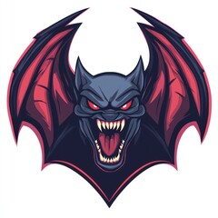 Angry bat logo, graphic design, fantasy, illustration, possible use for gaming or merchandise