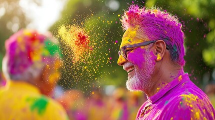 Vibrant Celebration of Colorful Festival with Happy Participants in Festive Atmosphere, Holi festival joy unity