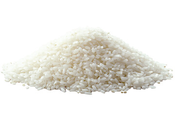A pile of white rice on white background 